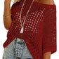 Last Day 🎁 Womens Summer Scoop Neck ShortSleeve Sweater Casual Crochet Hollow Out KnitTops