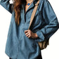 👖 Chic & Comfy Denim Pullover – Button V-Neck + Pockets for Everyday Style! 💙✨