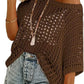 Last Day 🎁 Womens Summer Scoop Neck ShortSleeve Sweater Casual Crochet Hollow Out KnitTops