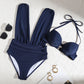 🌸Spring Specials💐 Women's Tie Solid Color Swimsuit 2-PCS Set