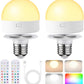 🏆Flash Sale⚡ 50K+ SOLD! Almost Gone-💥Rechargeable Light Bulbs with Remote Control, Battery Operated Light Bulb for Sconce and Lamp, 3 Color Temperature Dimmable E26 Wireless Detachable LED Charging Bulb,Best gifts