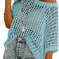 Last Day 🎁 Womens Summer Scoop Neck ShortSleeve Sweater Casual Crochet Hollow Out KnitTops