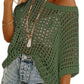 Last Day 🎁 Womens Summer Scoop Neck ShortSleeve Sweater Casual Crochet Hollow Out KnitTops